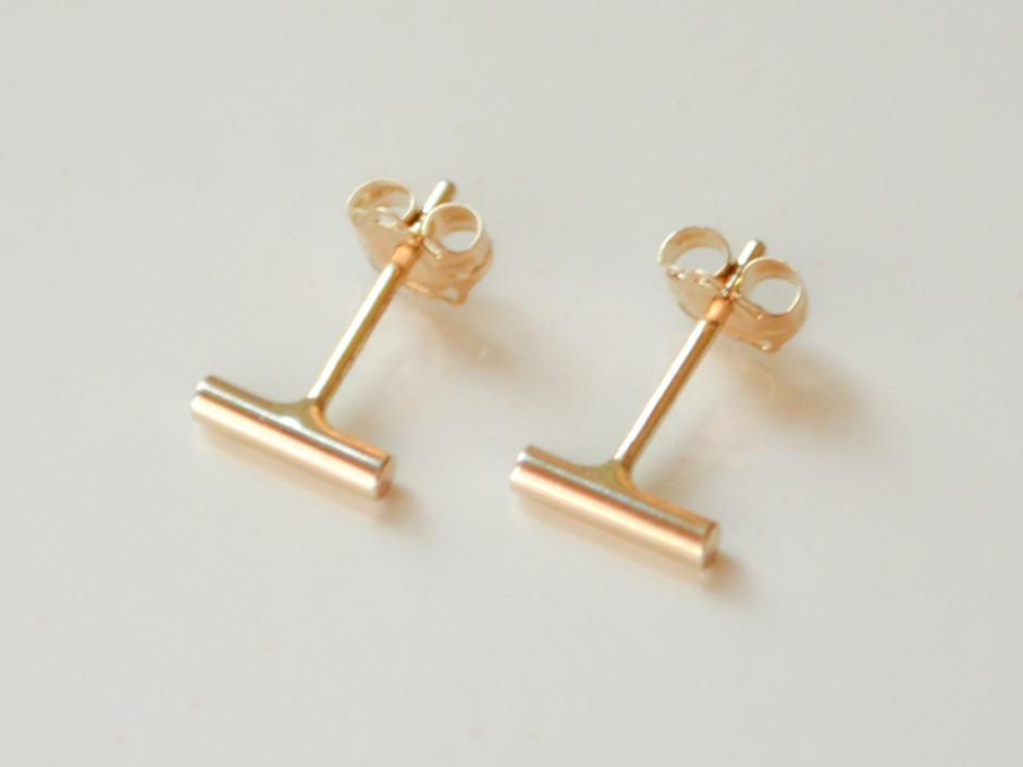 14k Gold Bar Stud Earrings » Hook 