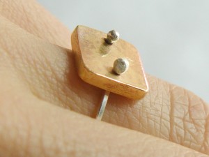 Punctured Brass and Sterling Ring
