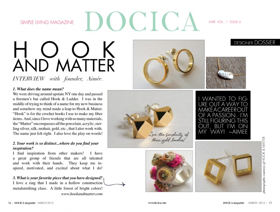 Hook & Matter Docica Magazine March 2012
