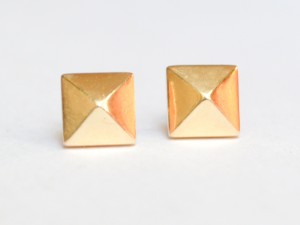14K Gold Pyramid Stud Earrings