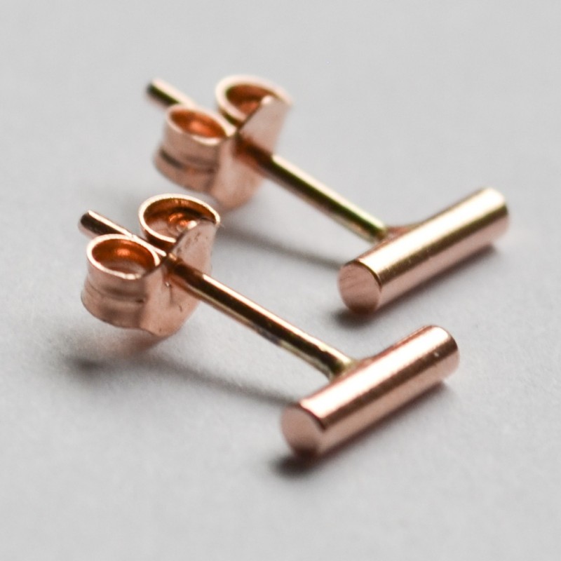 14k Rose Gold Bar Stud Earrings » Hook & Matter: handmade modern ...