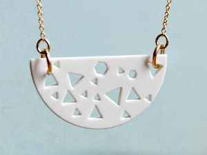 1980s Cut-Out Half Moon Necklace