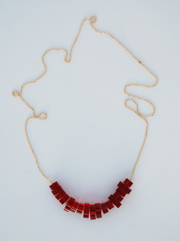 Red Laser Cut Bead Necklace