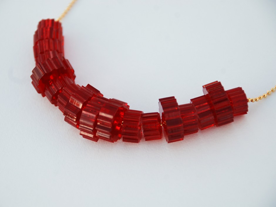 Red Laser Cut Bead Necklace