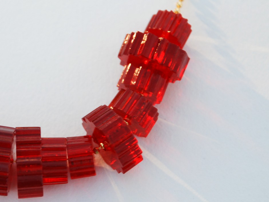 Red Laser Cut Bead Necklace