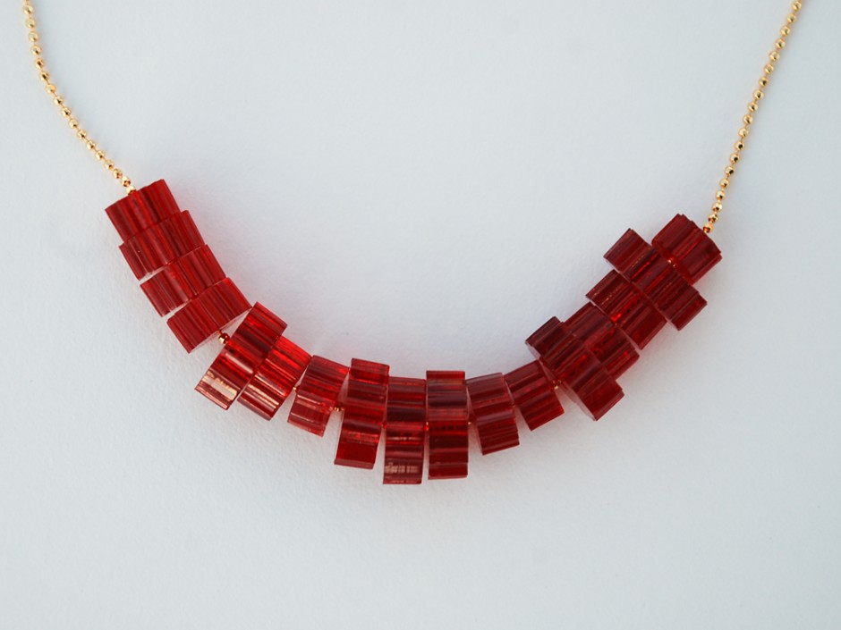 Red Custom Laser Cut Bead Necklace
