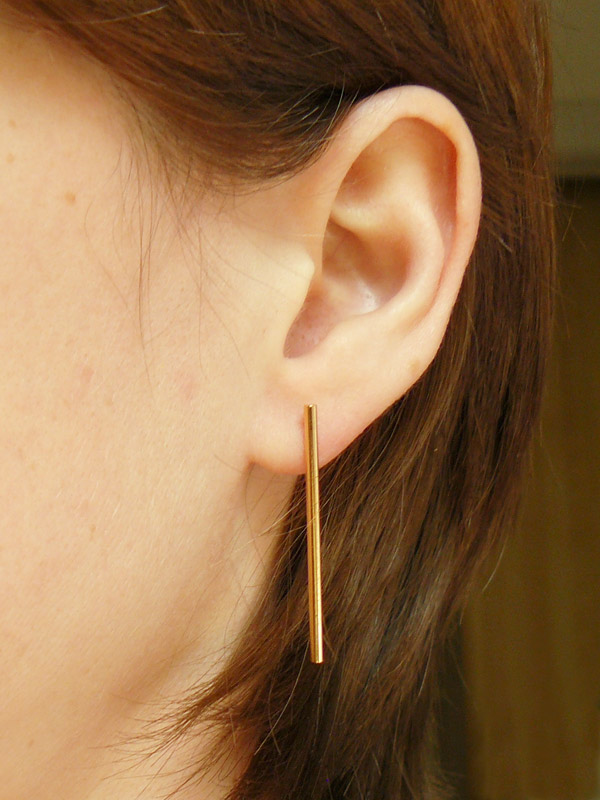 Gold Bar Long Stud Earrings 3