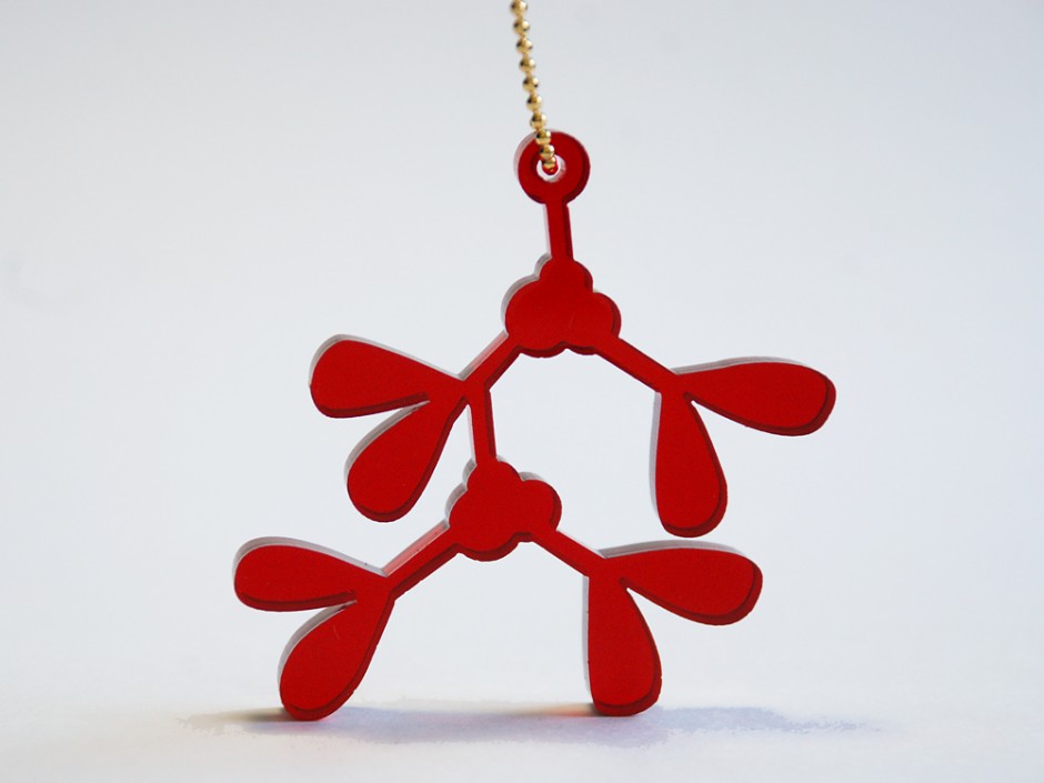 Holiday Red Mistletoe Necklace - Laser Cut Acrylic