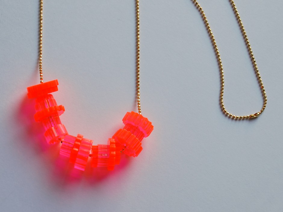 Neon Acrylic Cog Bead Necklace 2