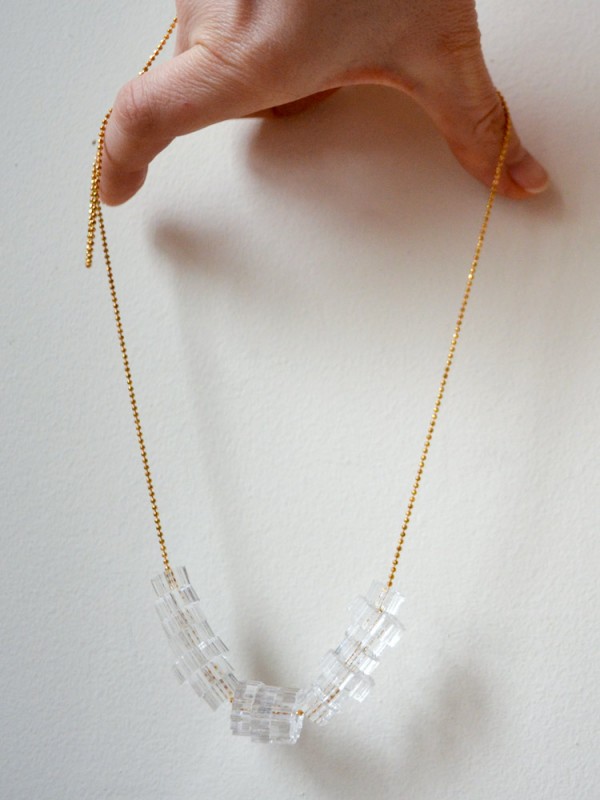 Clear Acrylic Cog Bead Necklace 2