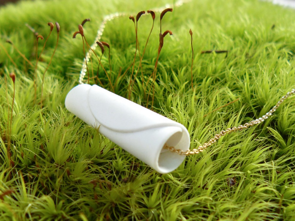 Porcelain Roll Up Necklace with Gold Chain