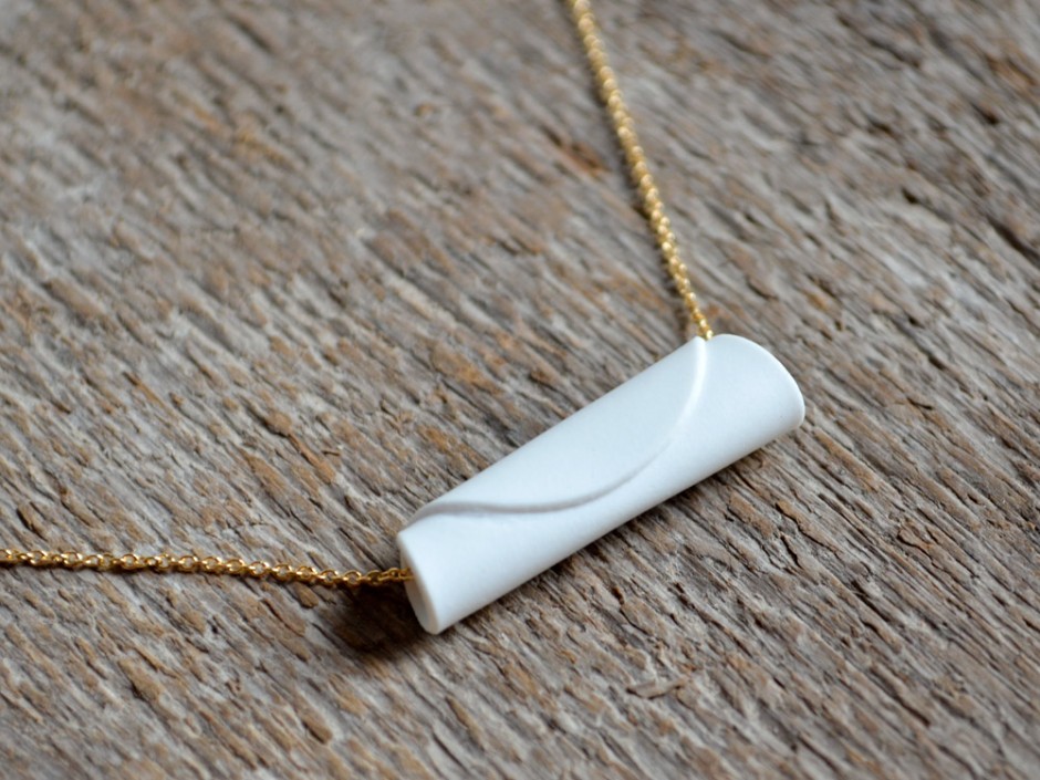 Porcelain Roll Up Necklace with Gold Chain