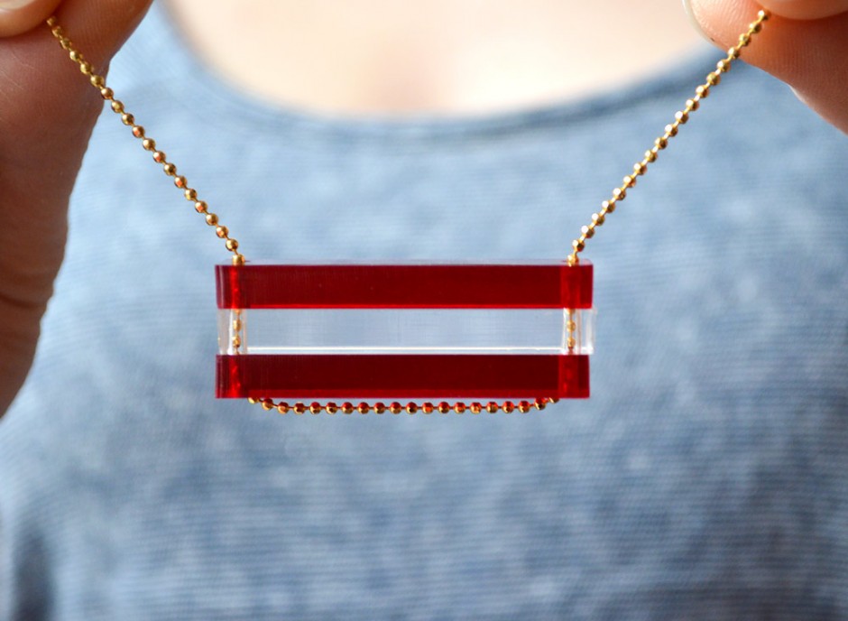 Crimson Red Long Bar Necklace
