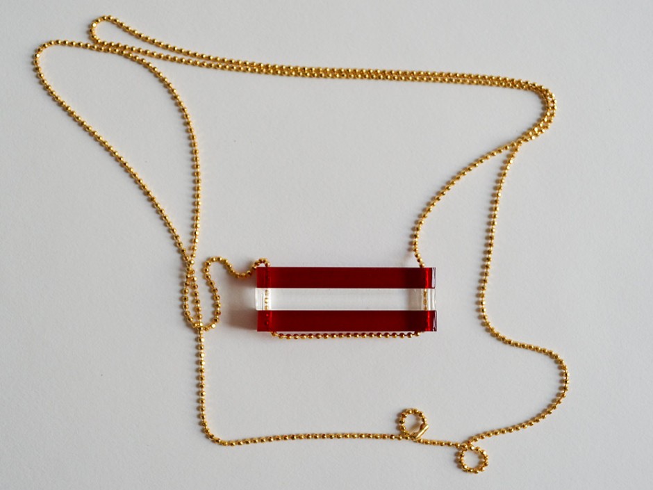 Crimson Red Long Bar Necklace