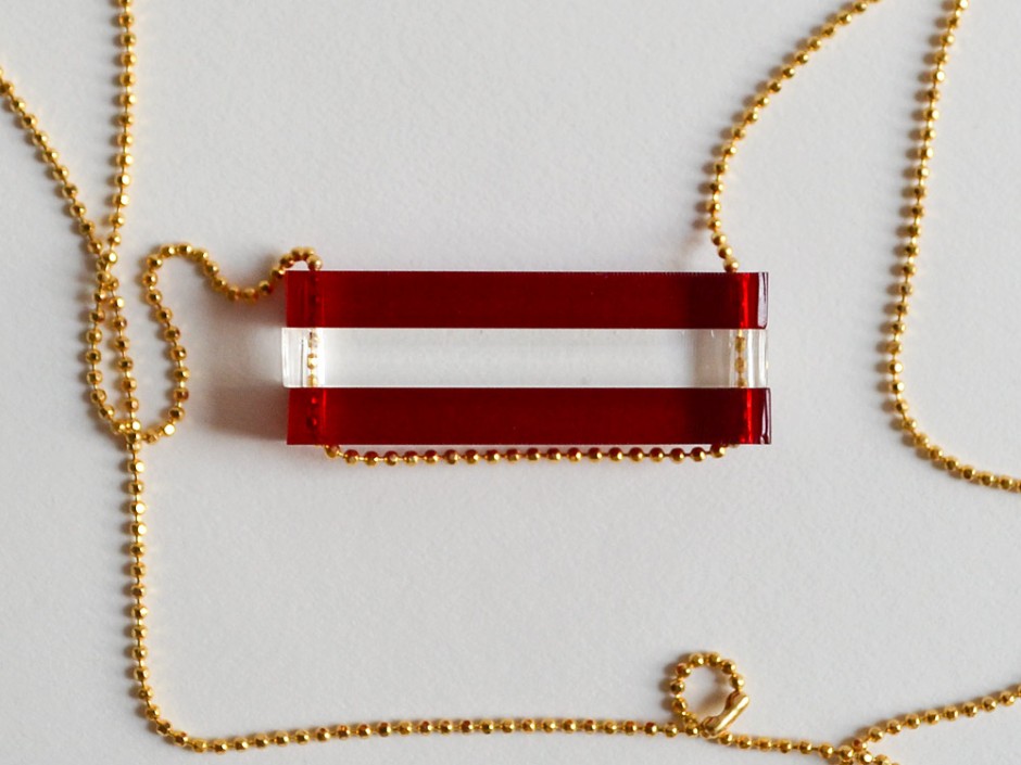 Crimson Red Long Bar Necklace