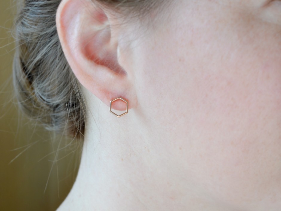 rose-gold-hexagon-stud-earrings