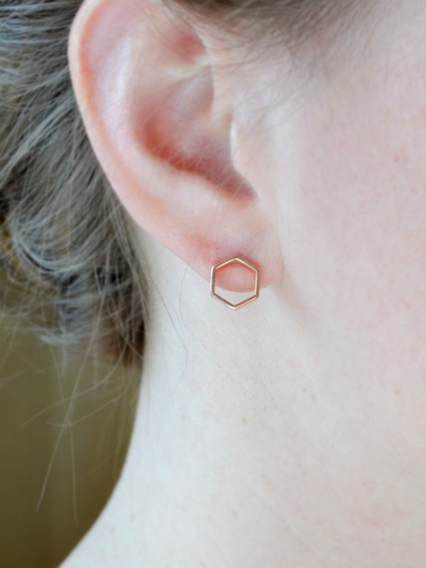 Aokarry Womens Earrings Simple Hexagon Rose Gold Plated Alloy Stud Earrings