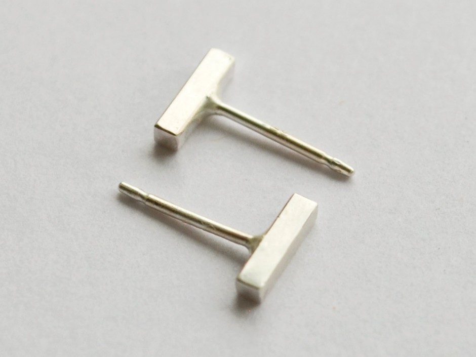 Sterling Silver Square Bar Studs