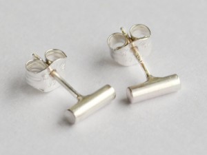 Tiny Sterling Silver Bar Stud Earrings