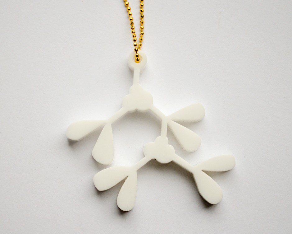 White Mistletoe Necklace - Lasercut Acrylic